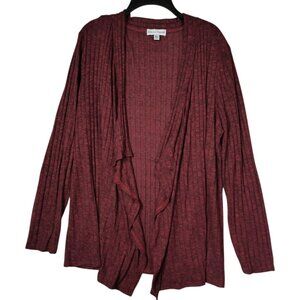 Rebecca Malone Waterfall Open Front Cardigan Knit Sweater Lightweight Women's XL
